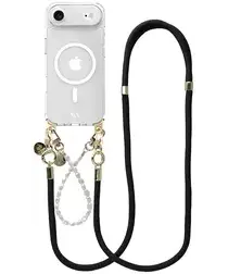 AVY Apple iPhone Air Hoesje met Koord & MagSafe Set Pearl & Rope Black afbeelding
