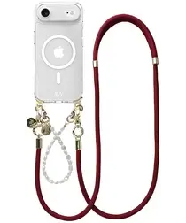 AVY Apple iPhone Air Hoesje met Koord & MagSafe Set Pearl & Rope Burgundy afbeelding