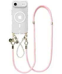 AVY Apple iPhone Air Hoesje met Koord & MagSafe Set Pearl & Rope Pink afbeelding
