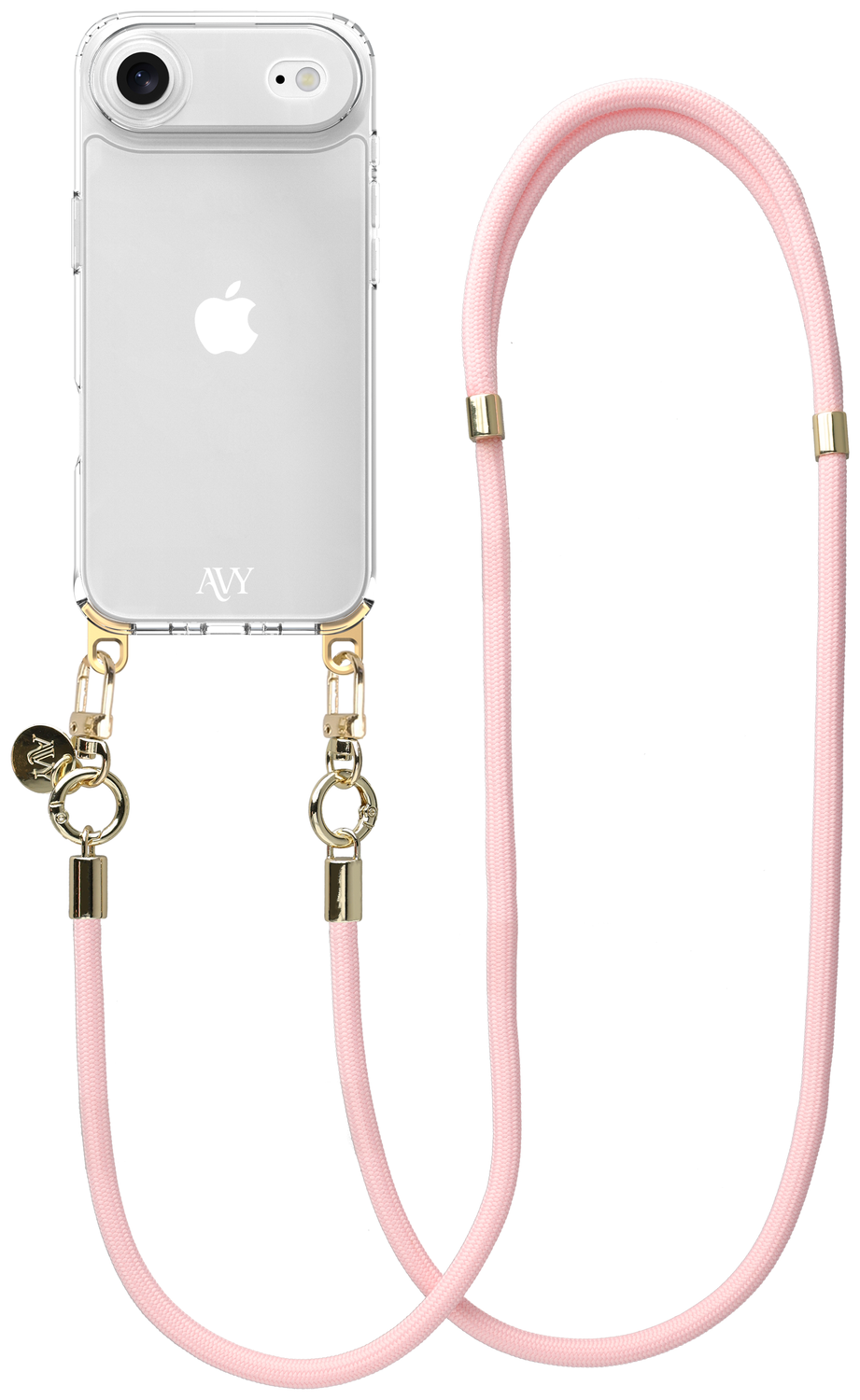 AVY Apple iPhone Air Hoesje Met Koord 130CM Tressé Pink afbeelding 1