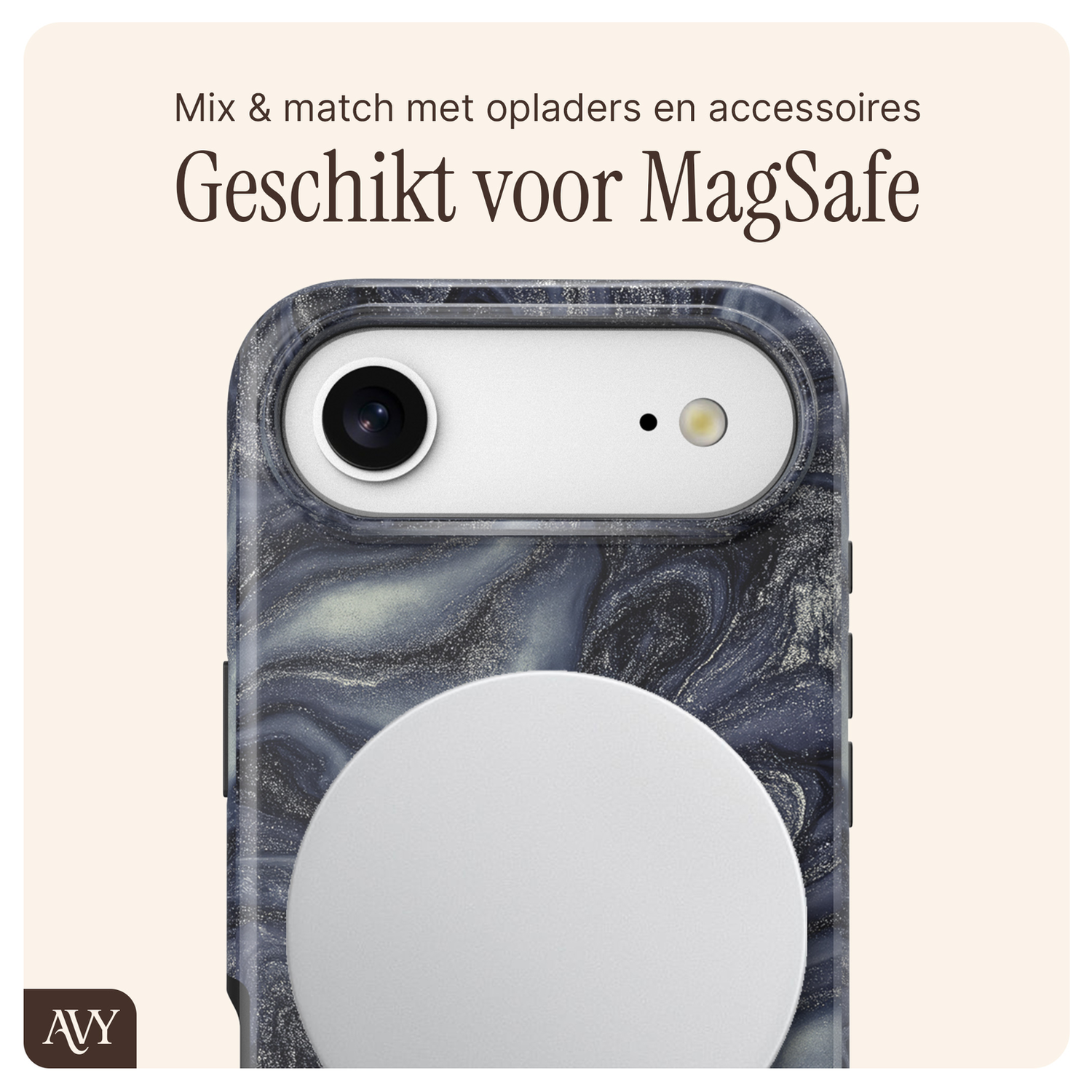 AVY Apple iPhone Air MagSafe Hoesje met Koord 30CM Marmer Hearts afbeelding 7