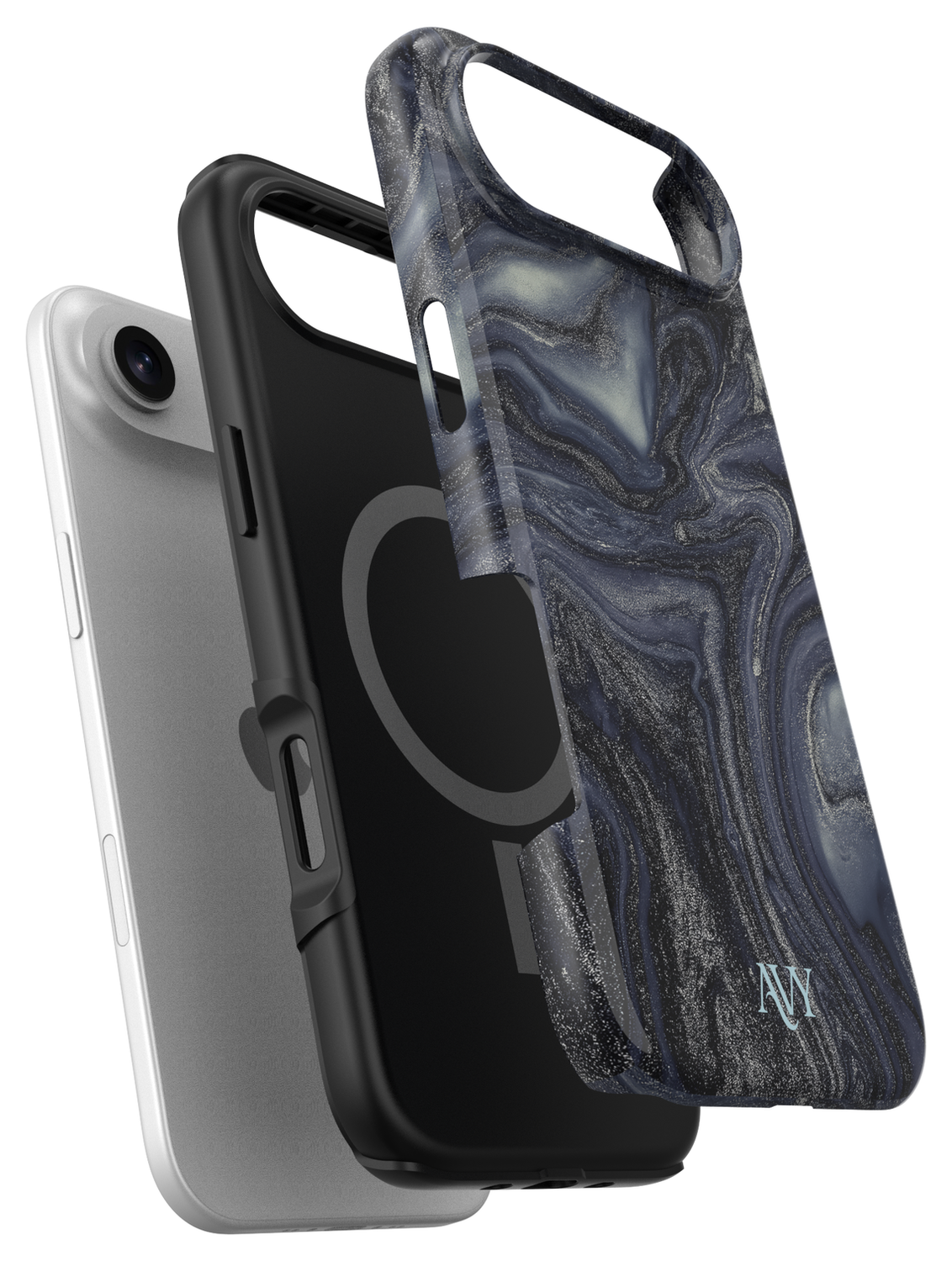 AVY Apple iPhone Air MagSafe Hoesje met Koord 30CM Marmer Hearts afbeelding 18