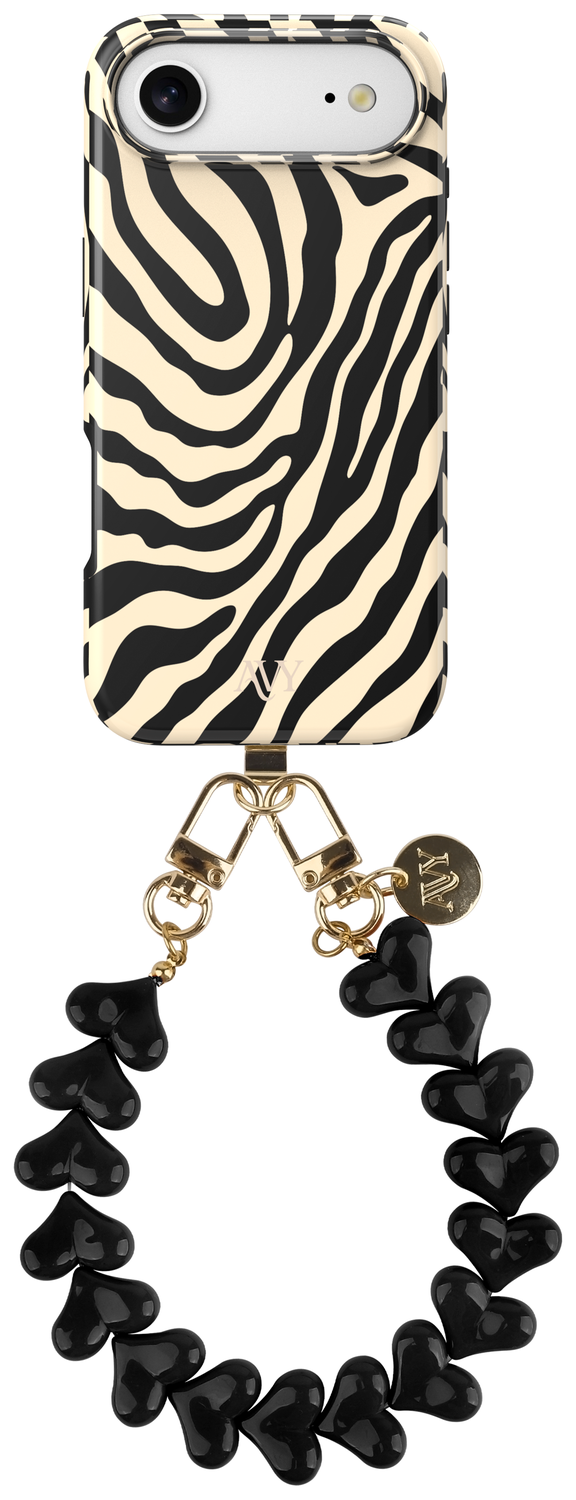 AVY Apple iPhone Air MagSafe Hoesje met Koord 30CM Zebra Hearts afbeelding 1