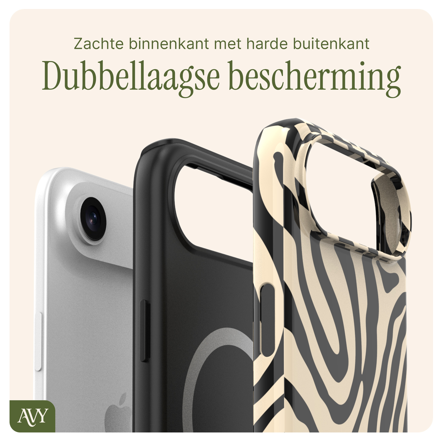 AVY Apple iPhone Air MagSafe Hoesje met Koord 30CM Zebra Hearts afbeelding 8