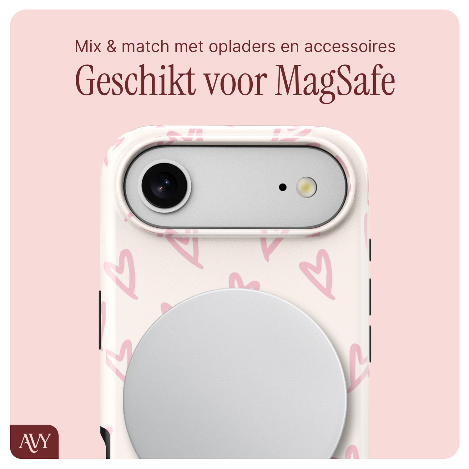 AVY Apple iPhone Air MagSafe Hoesje met Koord 30CM Lovely Hearts afbeelding 7