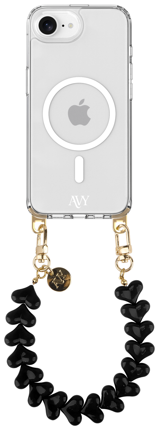 AVY Apple iPhone 16e Hoesje met Koord & MagSafe 30CM Cupid Black afbeelding 1