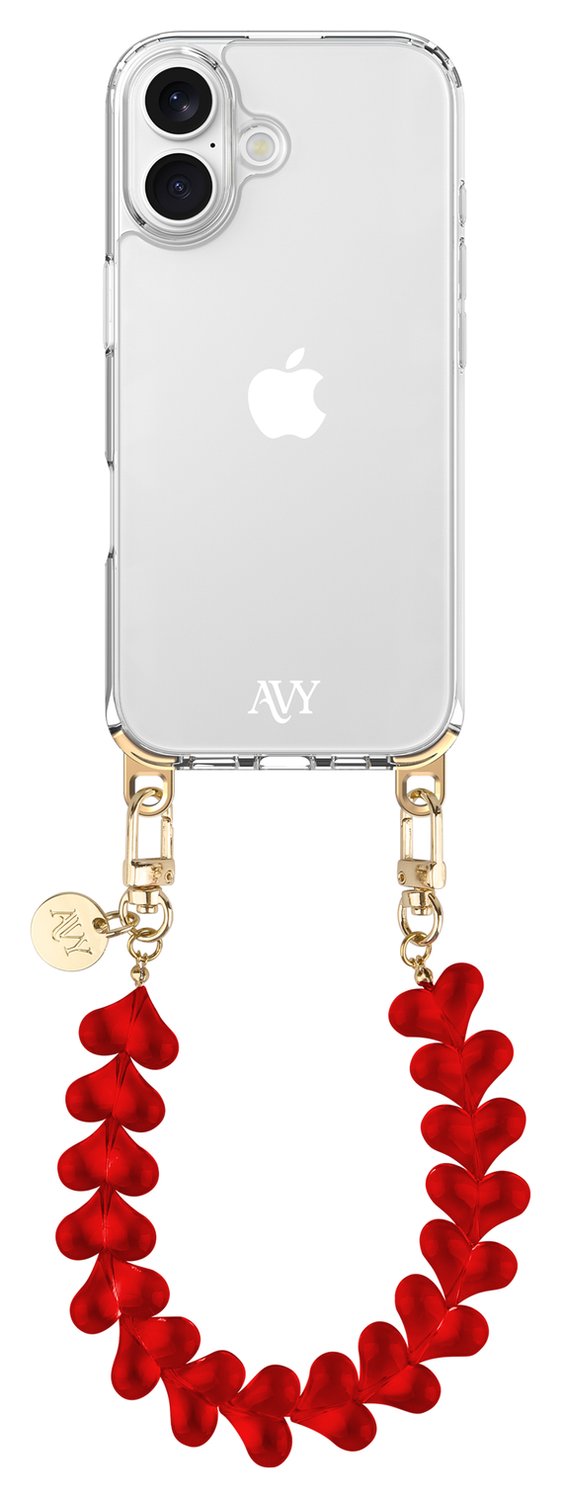 AVY Apple iPhone 16e Hoesje met Koord & MagSafe 30CM Cupid Clear Red afbeelding 14