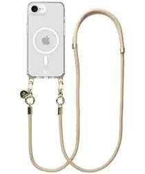 AVY Apple iPhone 16e Hoesje met Koord & MagSafe 130CM Tressé Beige afbeelding