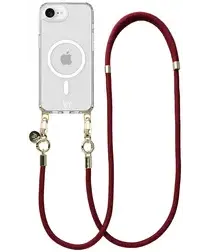 AVY Apple iPhone 16e Hoesje met Koord & MagSafe 130CM Tressé Red afbeelding