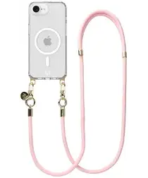 AVY Apple iPhone 16e Hoesje met Koord & MagSafe 130CM Tressé Pink afbeelding