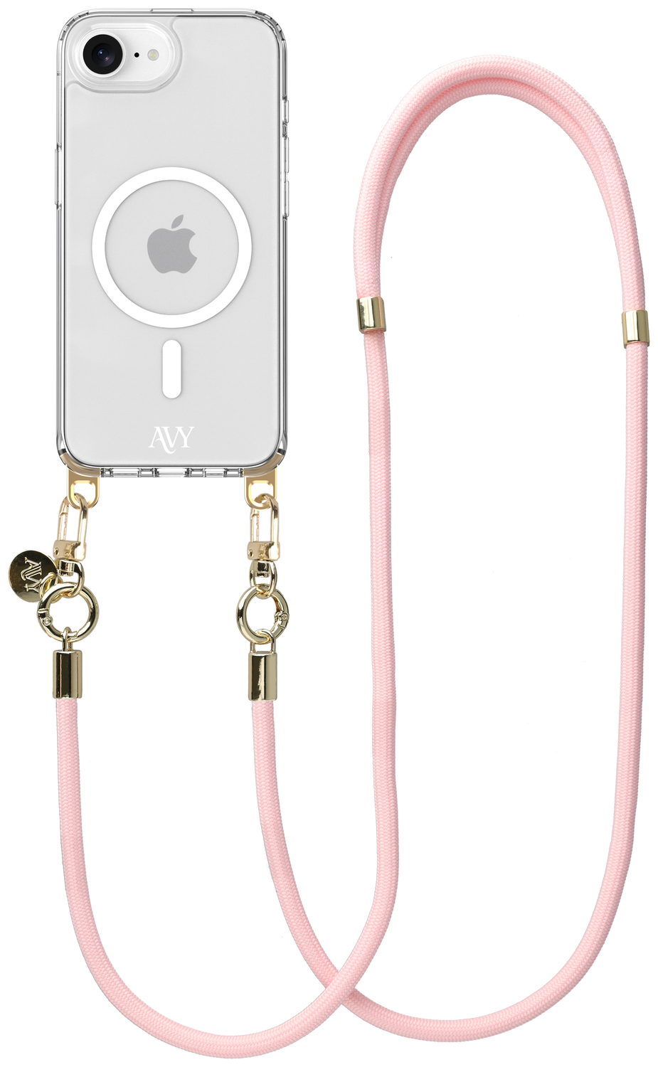 AVY Apple iPhone 16e Hoesje met Koord & MagSafe 130CM Tressé Pink afbeelding 1