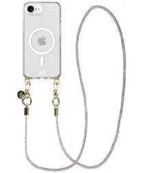 AVY Apple iPhone 16e Hoesje met Koord & MagSafe 120CM Silver Spark Long afbeelding