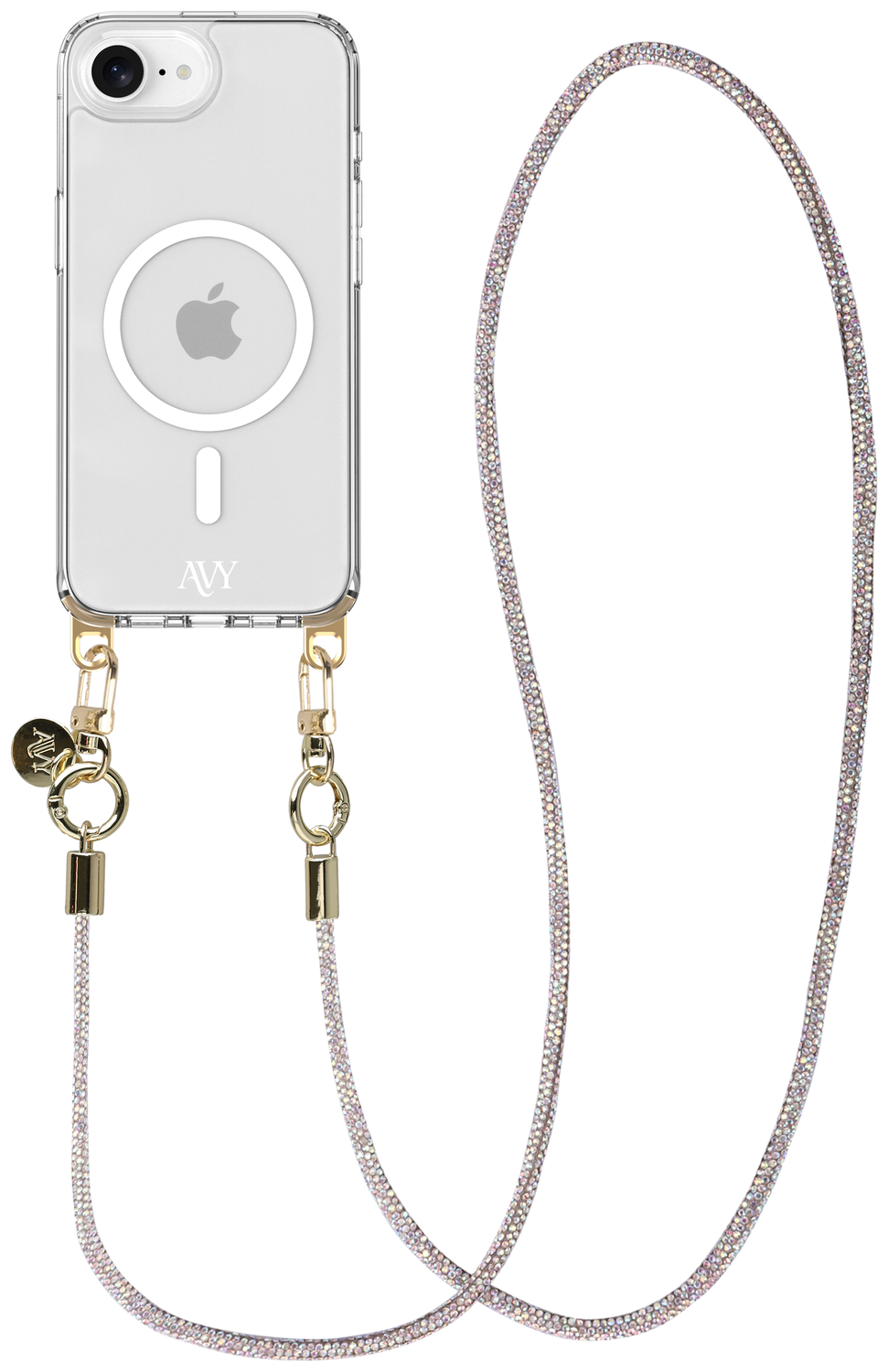 AVY Apple iPhone 16e Hoesje met Koord & MagSafe 120CM Silver Spark Long afbeelding 1