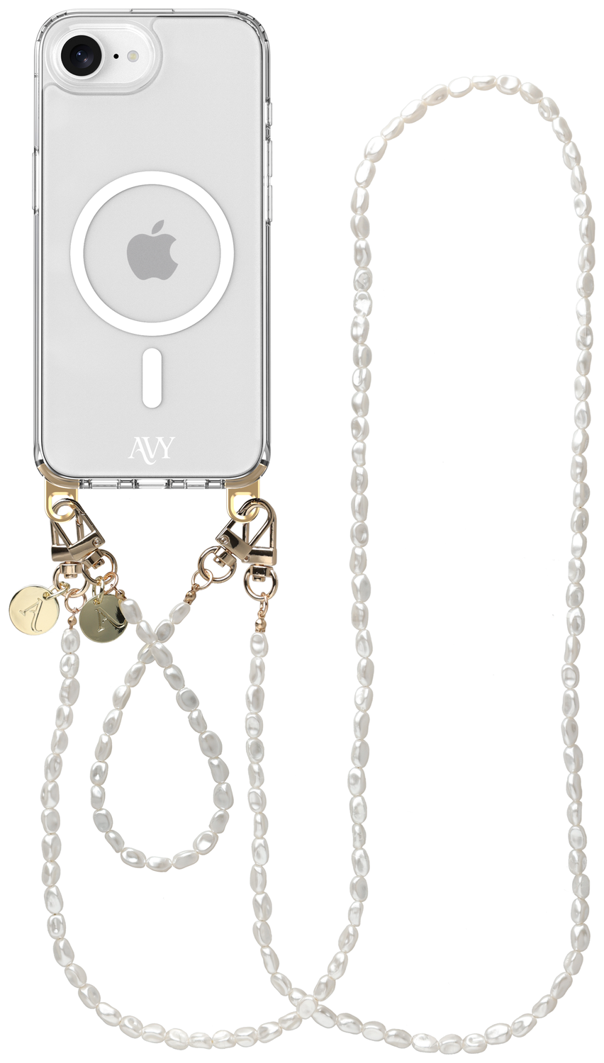 AVY Apple iPhone 16e Hoesje met Koord & MagSafe Set Perla Chic afbeelding 1