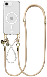 AVY Apple iPhone 16e Hoesje met Koord & MagSafe Set Pearl & Rope Beige afbeelding