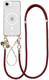 AVY Apple iPhone 16e Hoesje met Koord & MagSafe Set Pearl & Rope Burgundy