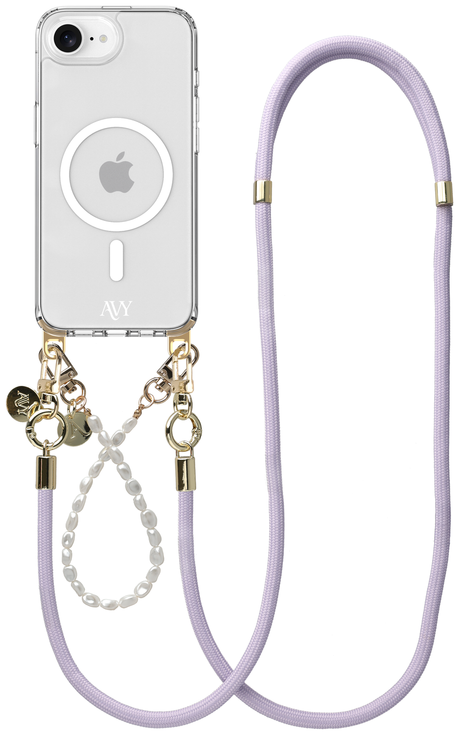AVY Apple iPhone 16e Hoesje met Koord & MagSafe Set Pearl & Rope Purple afbeelding 1