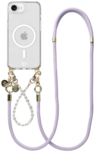 AVY Apple iPhone 16e Hoesje met Koord & MagSafe Set Pearl & Rope Purple afbeelding 1