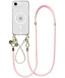 AVY Apple iPhone 16e Hoesje met Koord & MagSafe Set Pearl & Rope Pink afbeelding