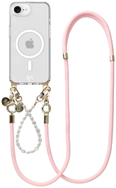 AVY Apple iPhone 16e Hoesje met Koord & MagSafe Set Pearl & Rope Pink