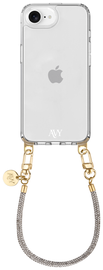 AVY Apple iPhone 16e Hoesje Met Koord 30CM Silver Spark