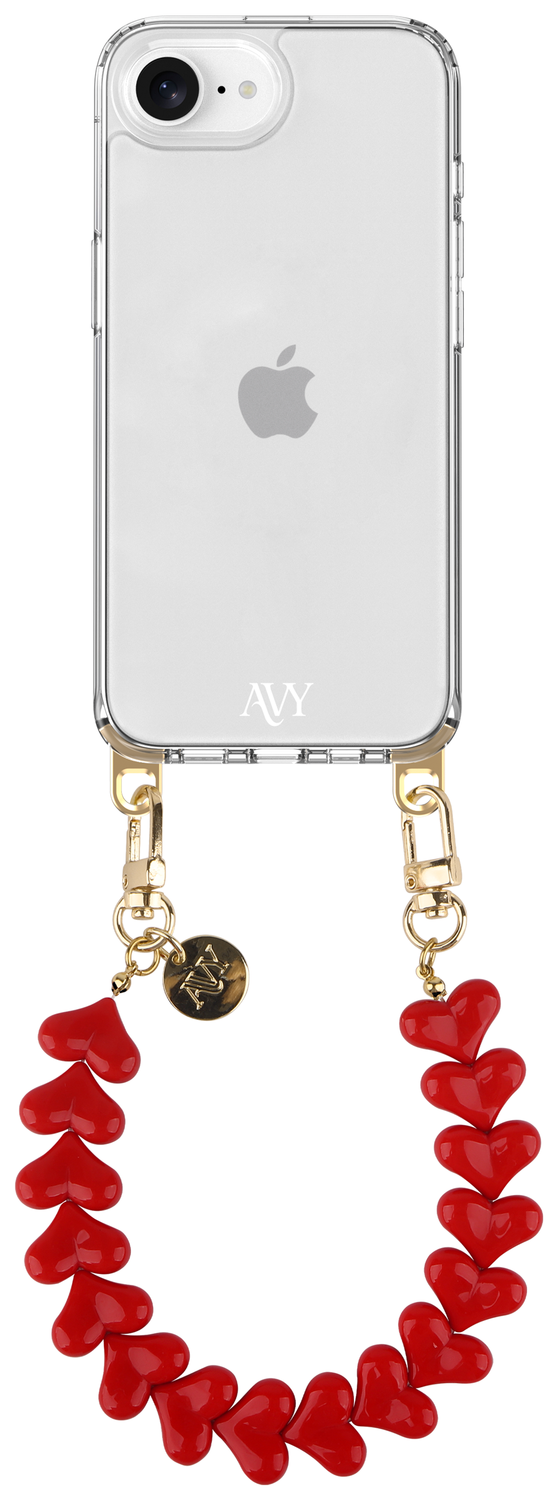 AVY Apple iPhone 16e Hoesje Met Koord 30CM Cupid Red afbeelding 1