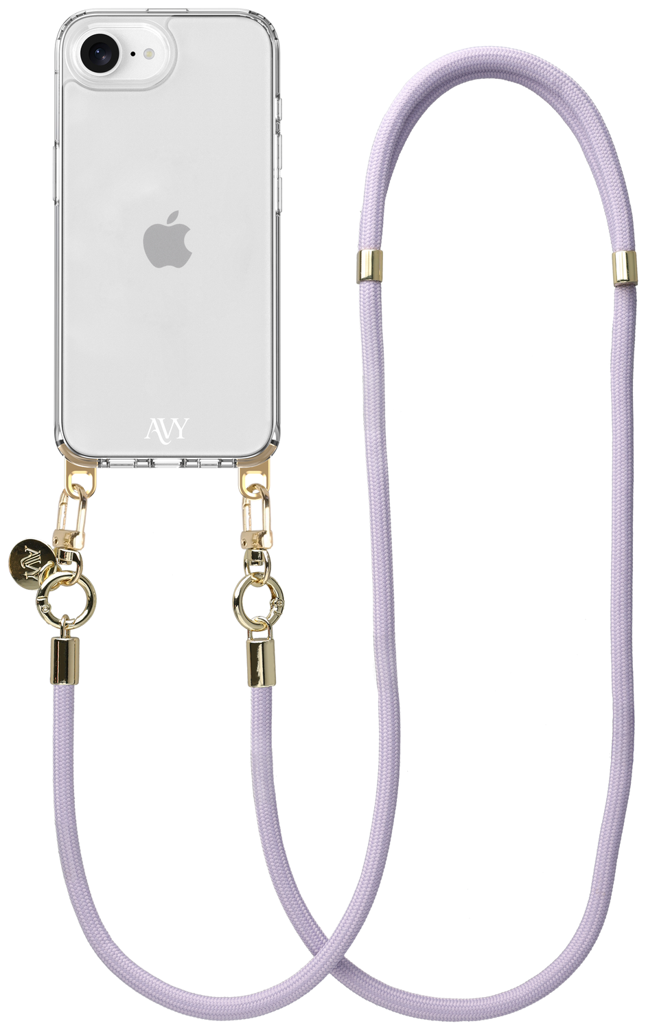 AVY Apple iPhone 16e Hoesje Met Koord 130CM Tressé Purple afbeelding 1