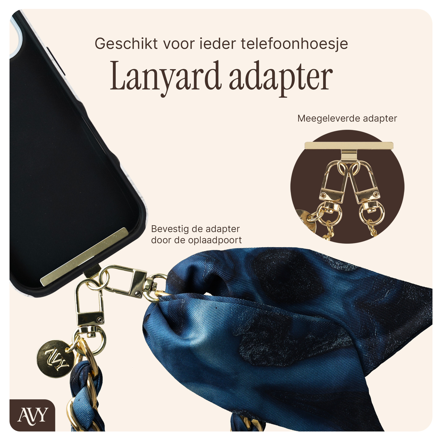 AVY Apple iPhone 16e Hoesje Met Koord 32CM Obscura Blue afbeelding 8
