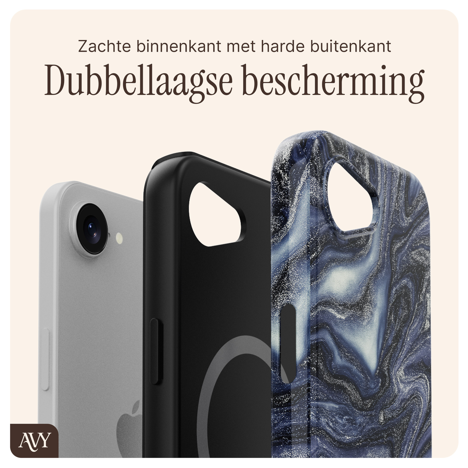 AVY Apple iPhone 16e MagSafe Hoesje met Koord 30CM Marmer Hearts afbeelding 8