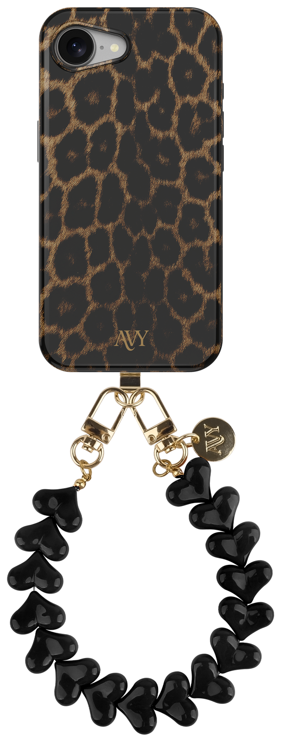 AVY Apple iPhone 16e MagSafe Hoesje met Koord 30CM Panther Hearts afbeelding 1