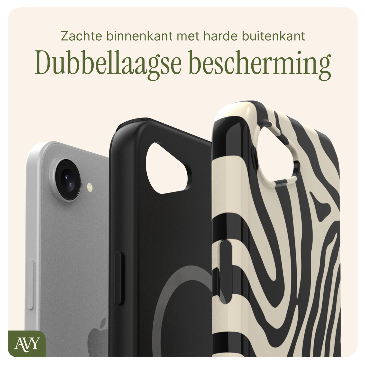 AVY Apple iPhone 16e MagSafe Hoesje met Koord 30CM Zebra Hearts afbeelding 8