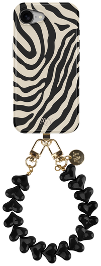 AVY Apple iPhone 16e MagSafe Hoesje met Koord 30CM Zebra Hearts afbeelding 1