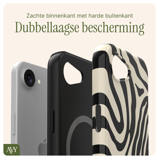 AVY Apple iPhone 16e MagSafe Hoesje met Koord 30CM Zebra Hearts afbeelding 8
