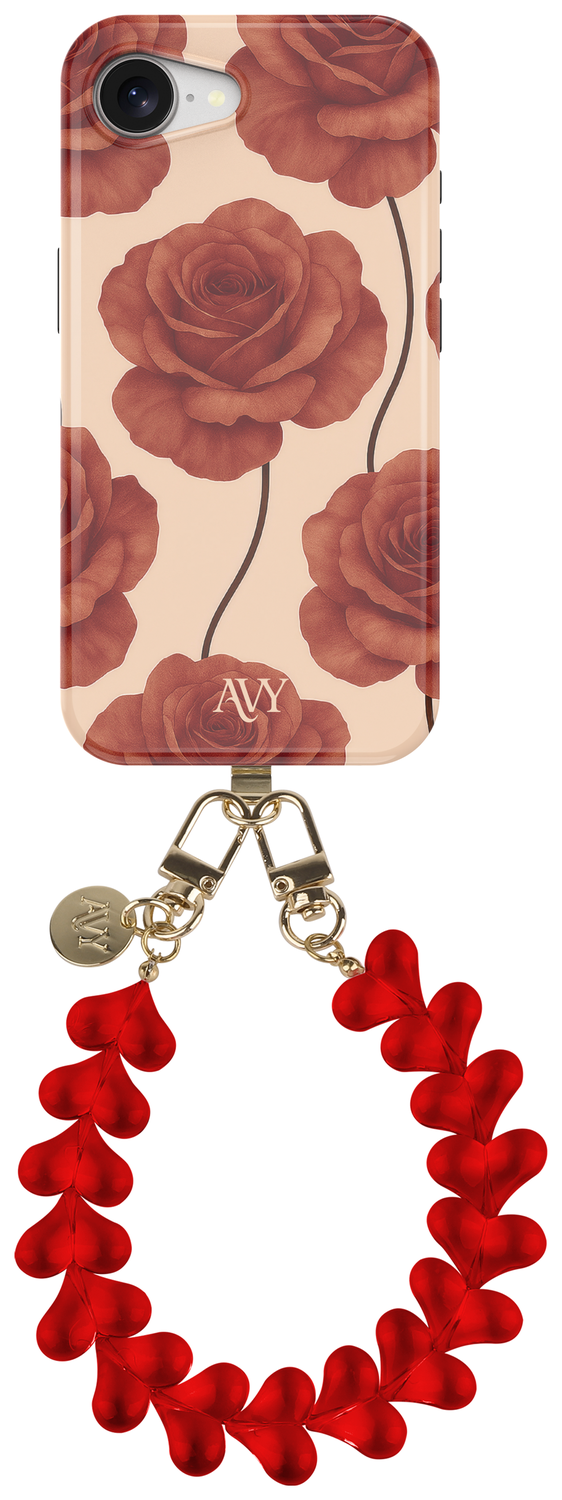AVY Apple iPhone 16e MagSafe Hoesje met Koord 30CM Hearts & Roses afbeelding 1