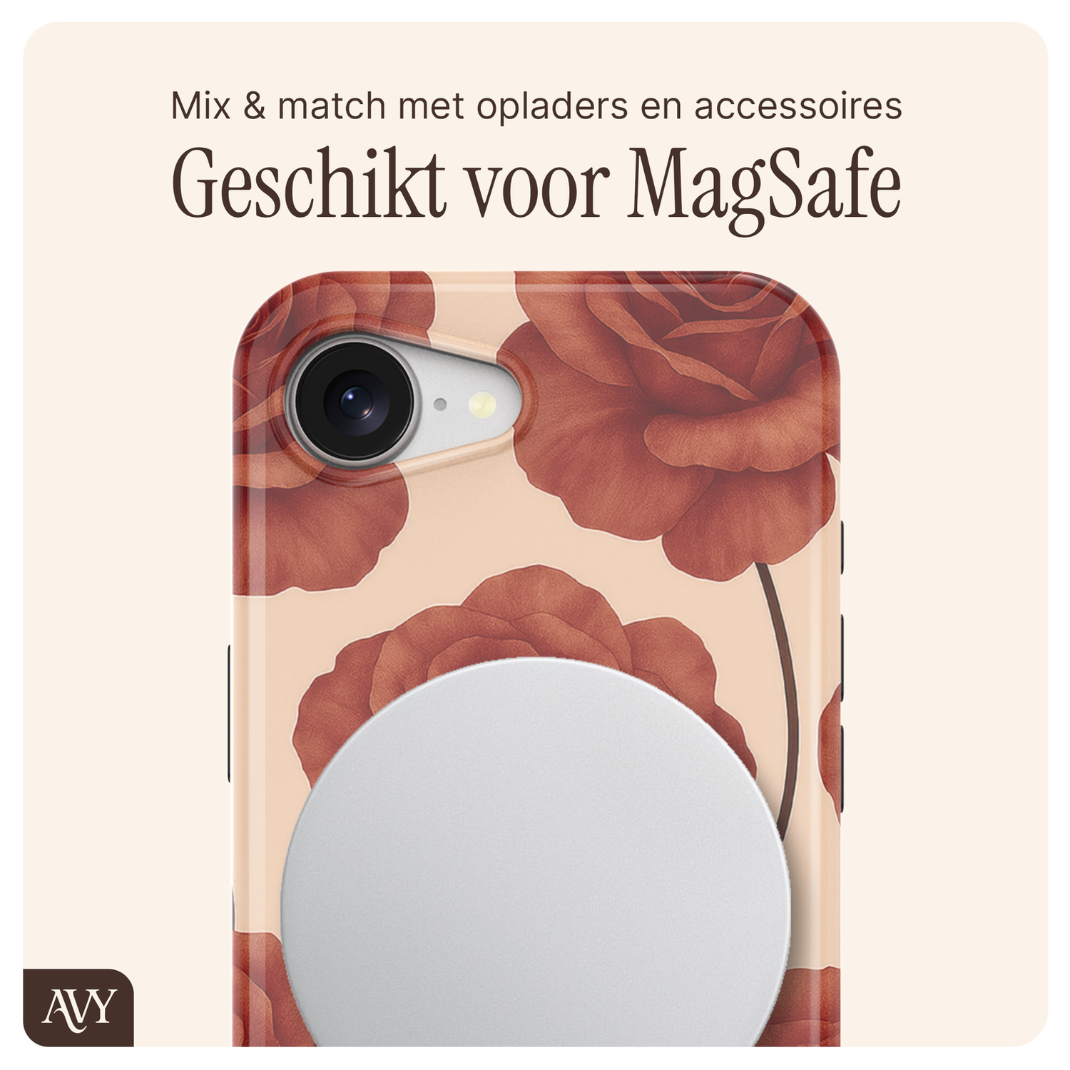 AVY Apple iPhone 16e MagSafe Hoesje met Koord 30CM Hearts & Roses afbeelding 8