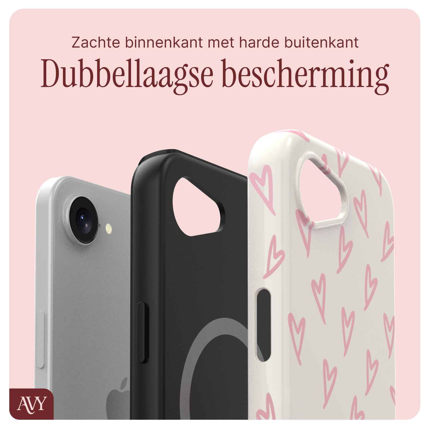 AVY Apple iPhone 16e MagSafe Hoesje met Koord 30CM Lovely Hearts afbeelding 8