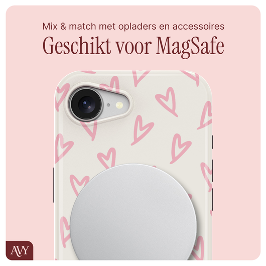 AVY Apple iPhone 16e MagSafe Hoesje met Koord 30CM Lovely Hearts afbeelding 7