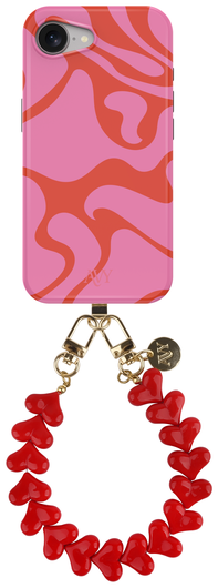 AVY Apple iPhone 16e MagSafe Hoesje met Koord 30CM Rose Hearts afbeelding 1