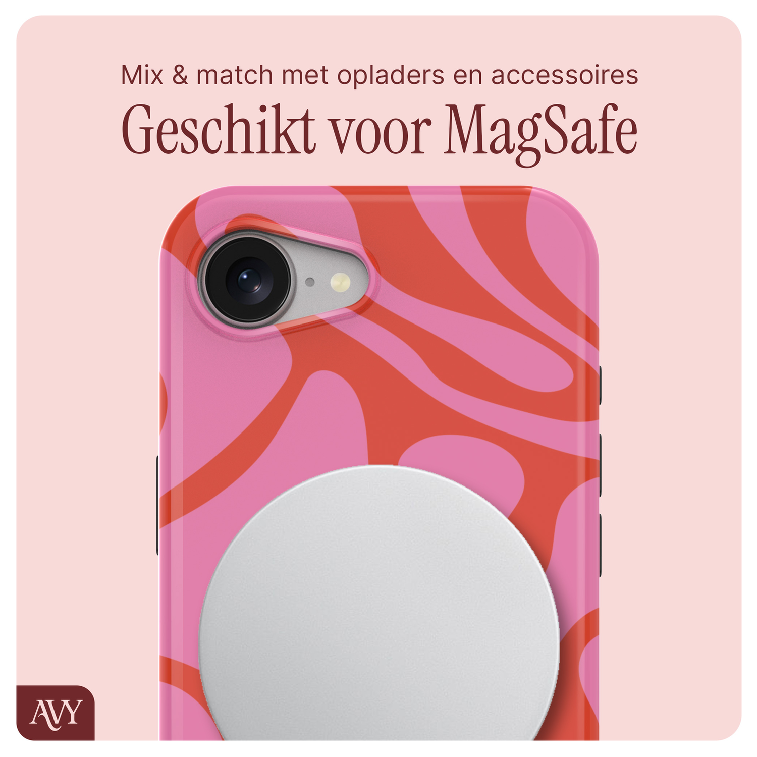 AVY Apple iPhone 16e MagSafe Hoesje met Koord 32CM Rosé Twist afbeelding 8