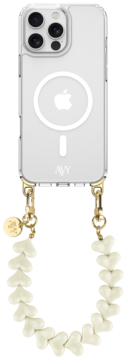 AVY Apple iPhone 14 Pro Max Hoesje met Koord & MagSafe 30CM Cupid Beige afbeelding 1