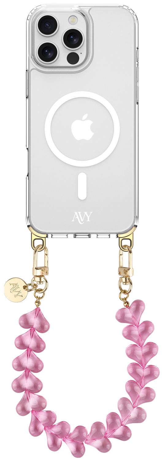 AVY Apple iPhone 14 Pro Max Hoesje met Koord & MagSafe 30CM Cupid Clear Pink afbeelding 1
