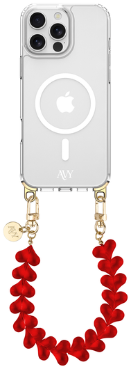 AVY Apple iPhone 14 Pro Max Hoesje met Koord & MagSafe 30CM Cupid Clear Red afbeelding 1