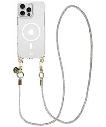 AVY Apple iPhone 14 Pro Max Hoesje met Koord & MagSafe 120CM Silver Spark Long afbeelding