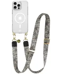 AVY Apple iPhone 14 Pro Max Hoesje met Koord & MagSafe 130CM Serengeti Zebra afbeelding