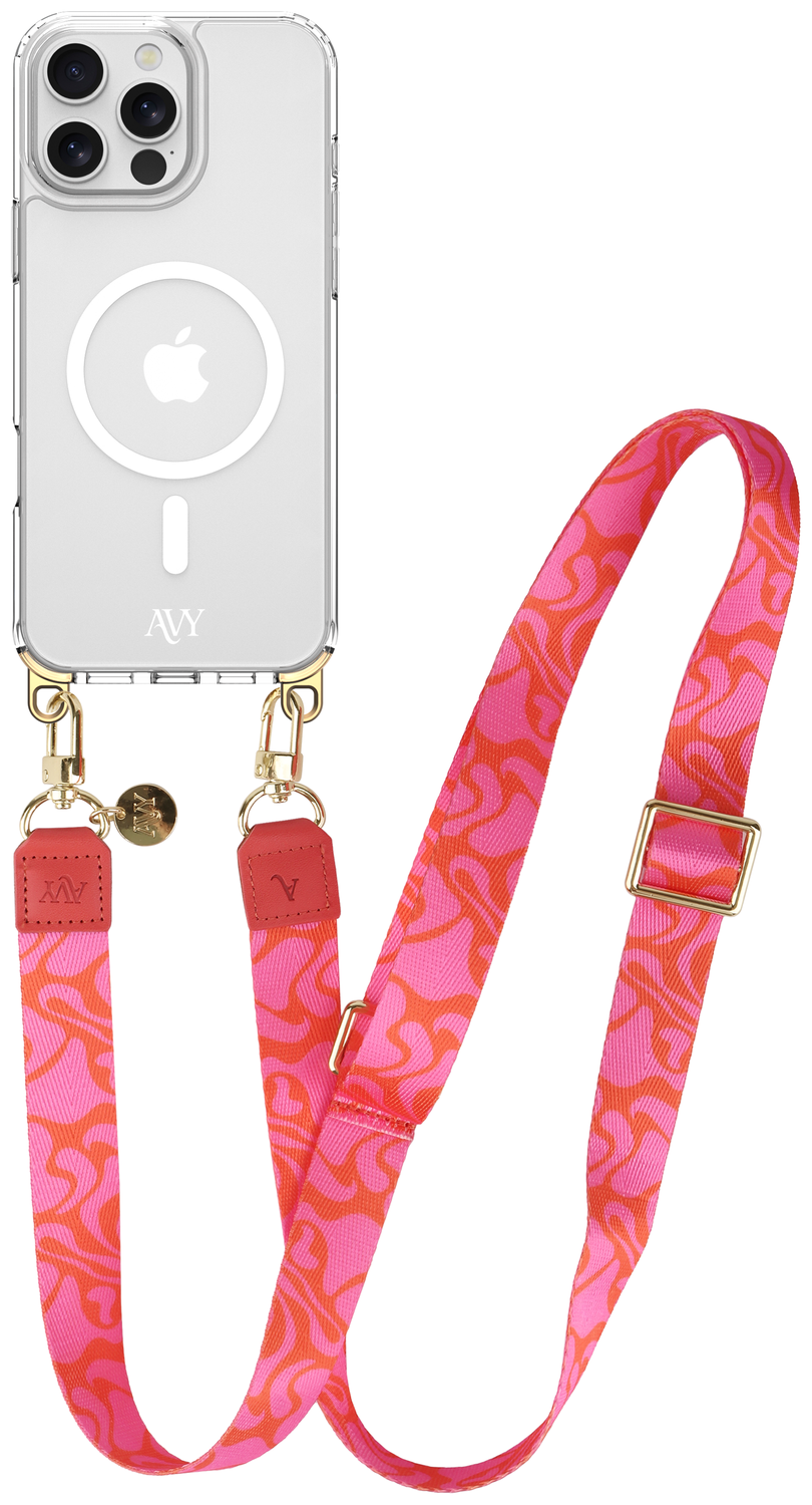 AVY Apple iPhone 14 Pro Max Hoesje met Koord & MagSafe 130CM Rosé Twist afbeelding 1