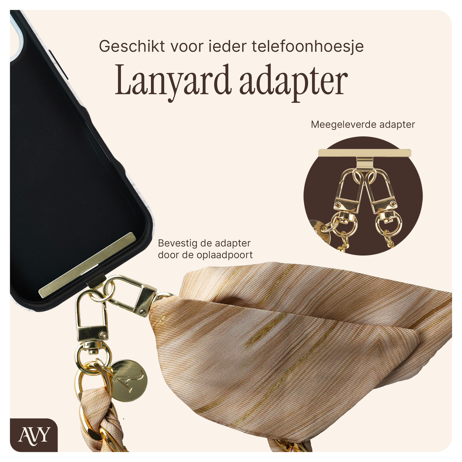 AVY Apple iPhone 14 Pro Max Hoesje met Koord & MagSafe 32CM Aurum Gold afbeelding 8