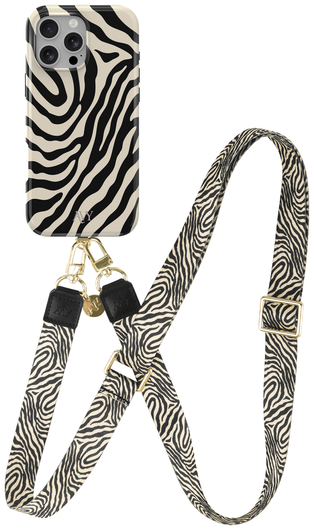 AVY Apple iPhone 14 Pro Max MagSafe Hoesje met Koord 130CM Serengeti Zebra afbeelding 1