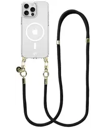 AVY Apple iPhone 13 Pro Hoesje met Koord & MagSafe 130CM Tressé Black afbeelding