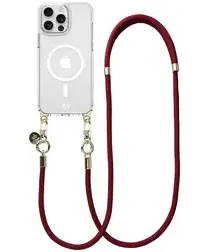 AVY Apple iPhone 13 Pro Hoesje met Koord & MagSafe 130CM Tressé Red afbeelding