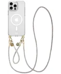 AVY Apple iPhone 13 Pro Hoesje met Koord & MagSafe Set Silver Spark afbeelding